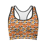Wave Pumpkin Pattern Print Women's Sports Bra