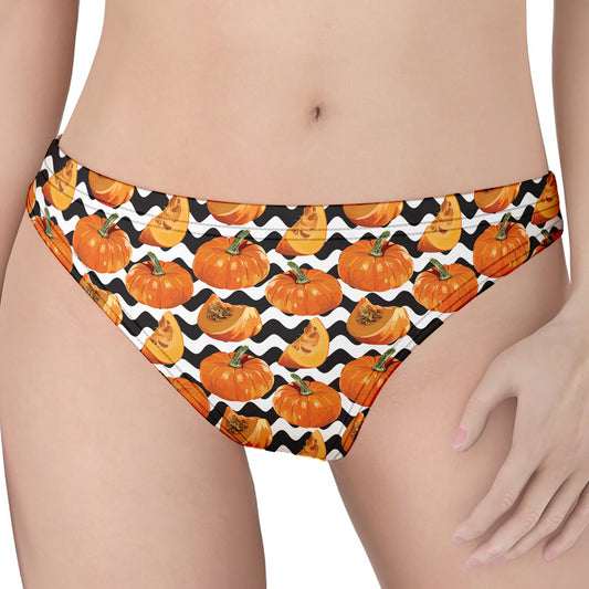 Wave Pumpkin Pattern Print Women's Thong