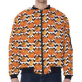 Wave Pumpkin Pattern Print Zip Sleeve Bomber Jacket