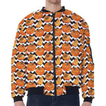Wave Pumpkin Pattern Print Zip Sleeve Bomber Jacket