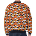 Wave Pumpkin Pattern Print Zip Sleeve Bomber Jacket