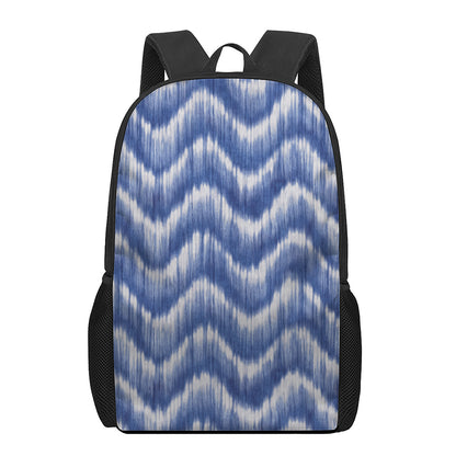 Wavy Shibori Pattern Print 17 Inch Backpack