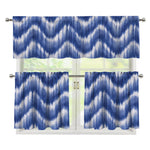 Wavy Shibori Pattern Print 3 Piece Kitchen Curtains