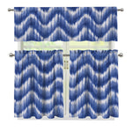 Wavy Shibori Pattern Print 3 Piece Kitchen Curtains