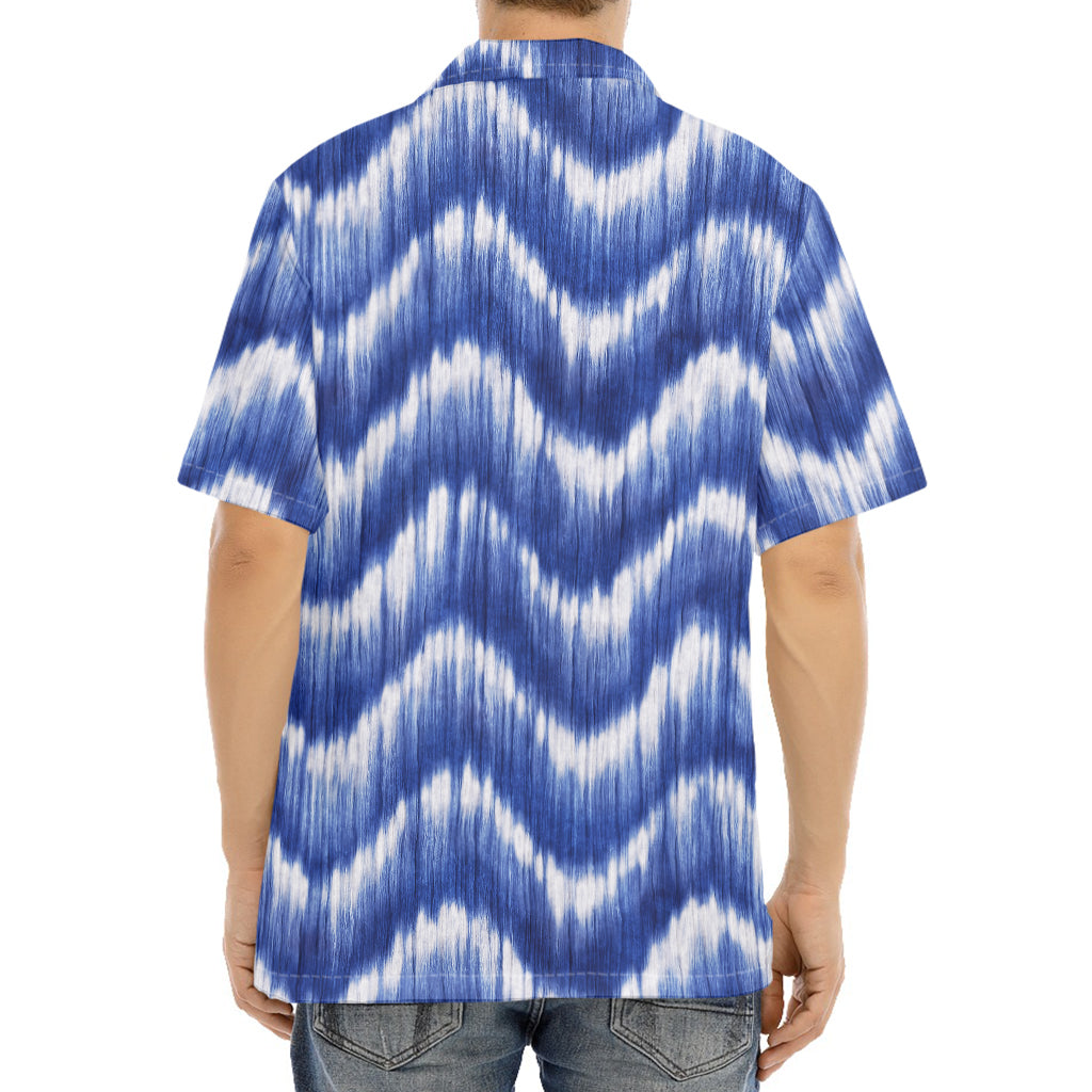 Wavy Shibori Pattern Print Aloha Shirt