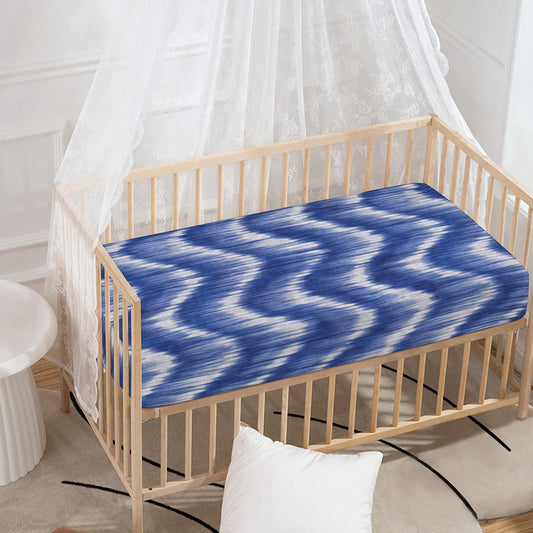 Wavy Shibori Pattern Print Baby Crib Sheet