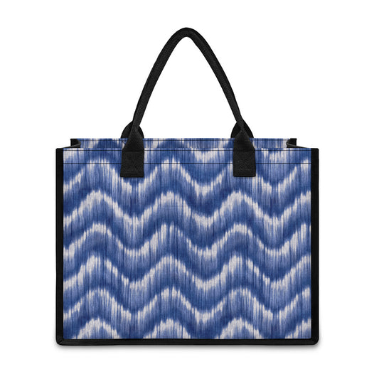 Wavy Shibori Pattern Print Canvas Tote Bag