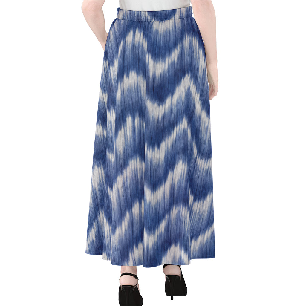 Wavy Shibori Pattern Print Chiffon Maxi Skirt