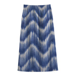 Wavy Shibori Pattern Print Cotton Front Slit Maxi Skirt