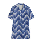 Wavy Shibori Pattern Print Cotton Hawaiian Shirt