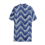 Wavy Shibori Pattern Print Cotton Hawaiian Shirt