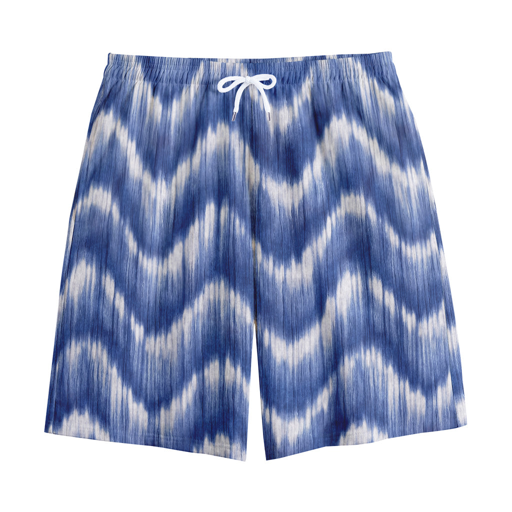 Wavy Shibori Pattern Print Cotton Shorts