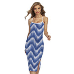 Wavy Shibori Pattern Print Cross Back Cami Dress