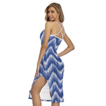 Wavy Shibori Pattern Print Cross Back Cami Dress