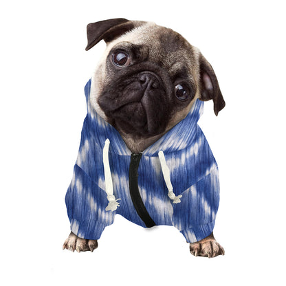 Wavy Shibori Pattern Print Dog Zip Up Hoodie