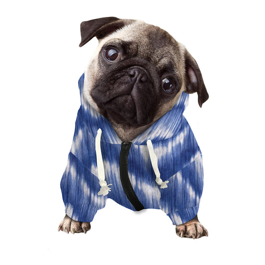Wavy Shibori Pattern Print Dog Zip Up Hoodie
