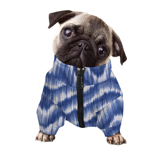Wavy Shibori Pattern Print Dog Zip Up Jacket
