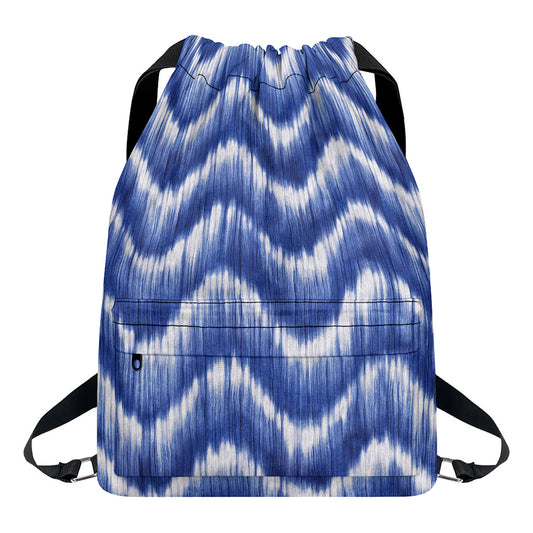 Wavy Shibori Pattern Print Drawstring Backpack