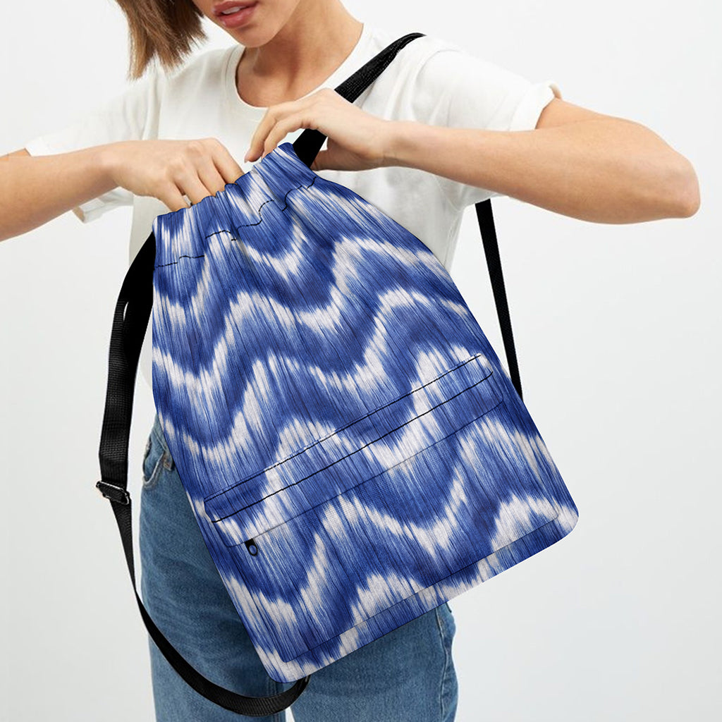 Wavy Shibori Pattern Print Drawstring Backpack