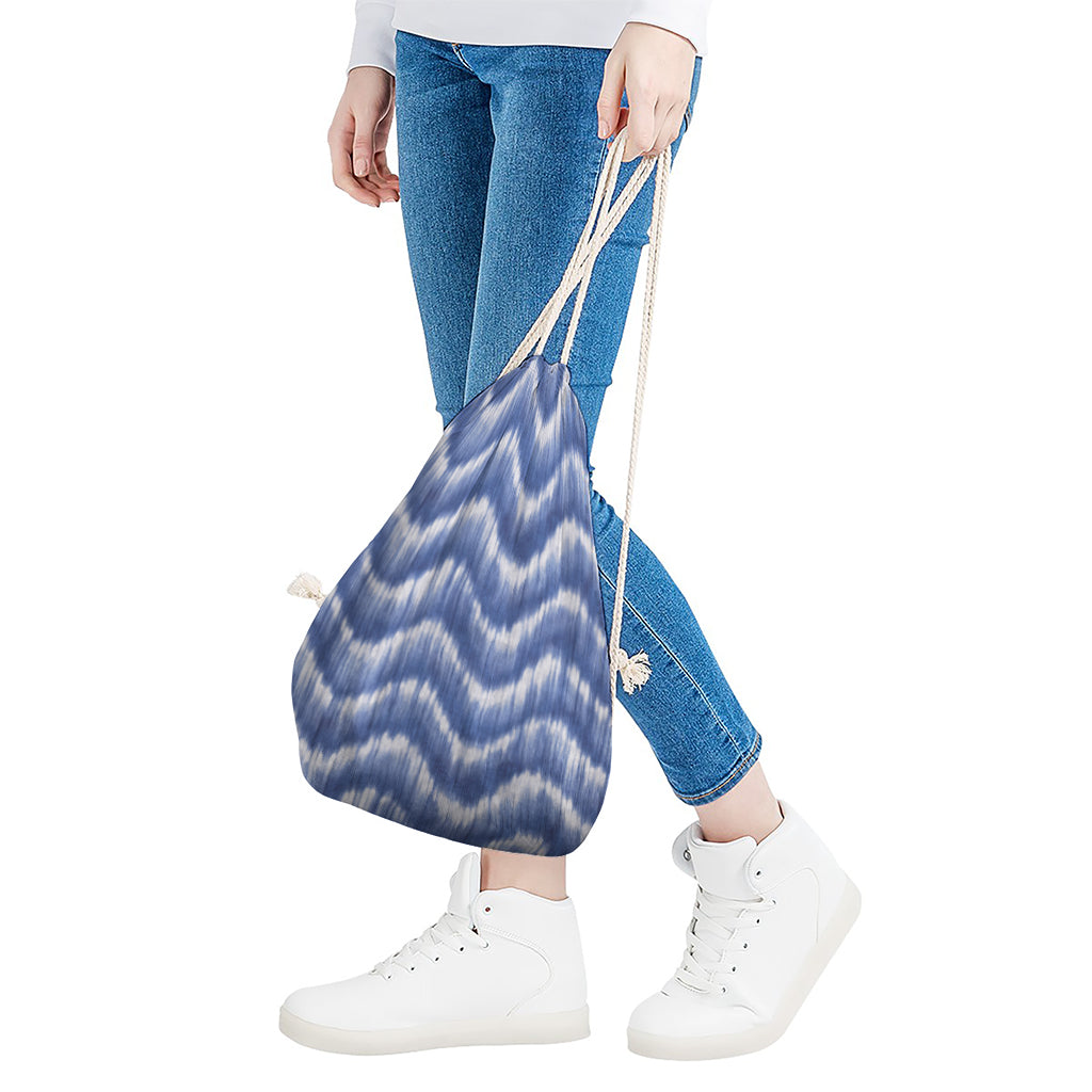 Wavy Shibori Pattern Print Drawstring Bag
