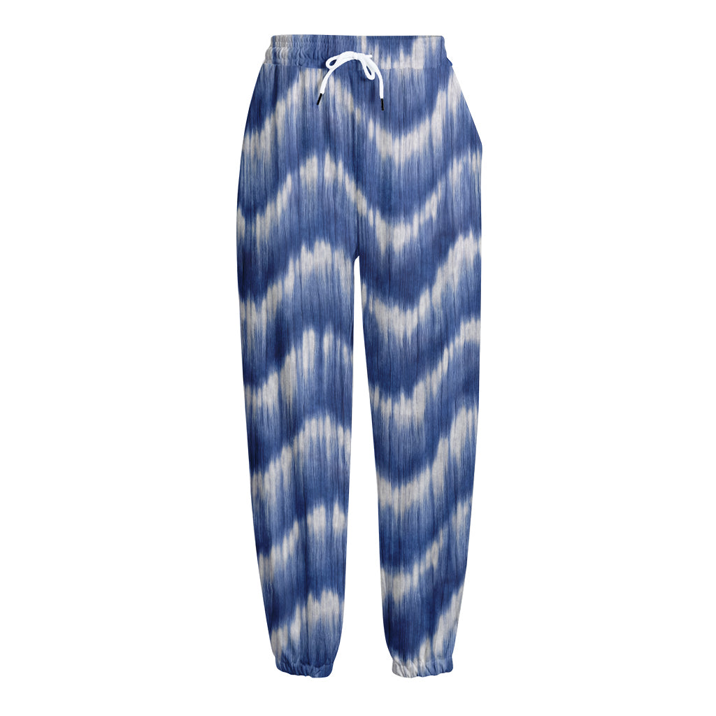 Wavy Shibori Pattern Print Fleece Lined Knit Pants