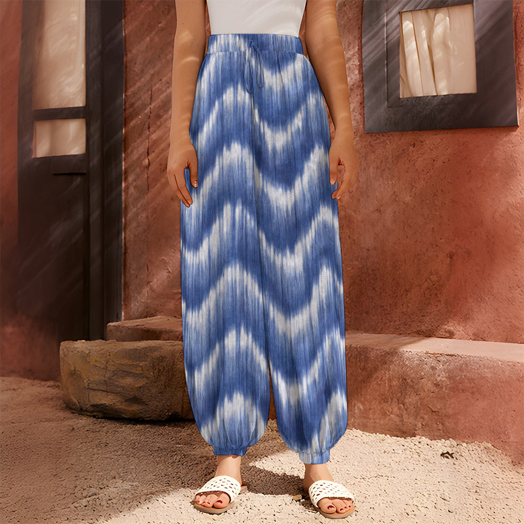 Wavy Shibori Pattern Print Harem Pants