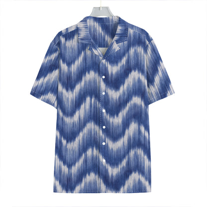 Wavy Shibori Pattern Print Hawaiian Shirt