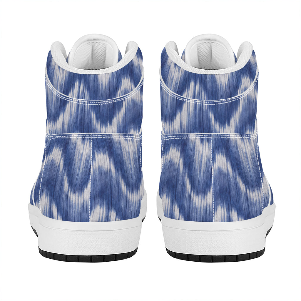 Wavy Shibori Pattern Print High Top Leather Sneakers