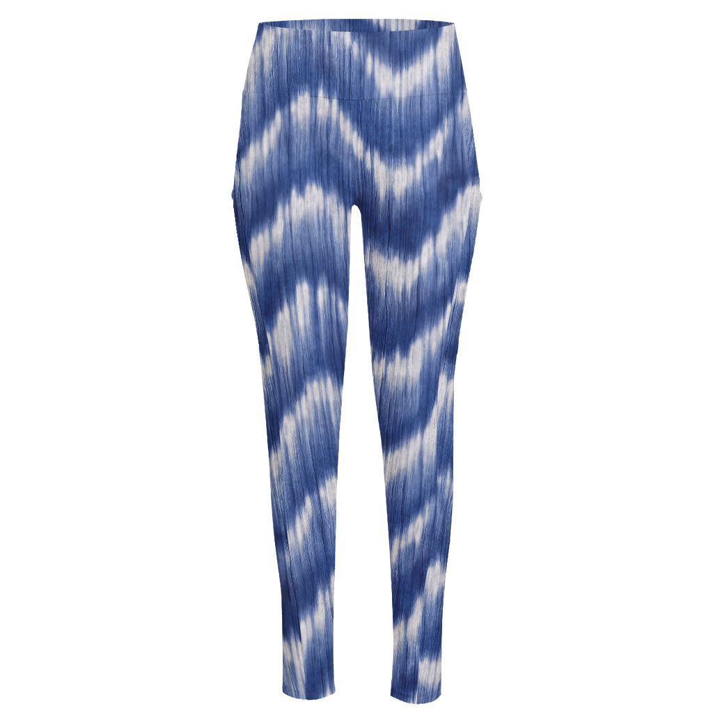 Wavy Shibori Pattern Print High-Waisted Pocket Leggings