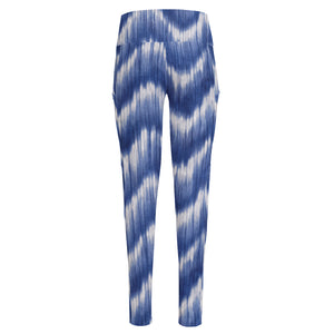 Wavy Shibori Pattern Print High-Waisted Pocket Leggings