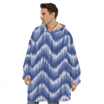 Wavy Shibori Pattern Print Hoodie Blanket