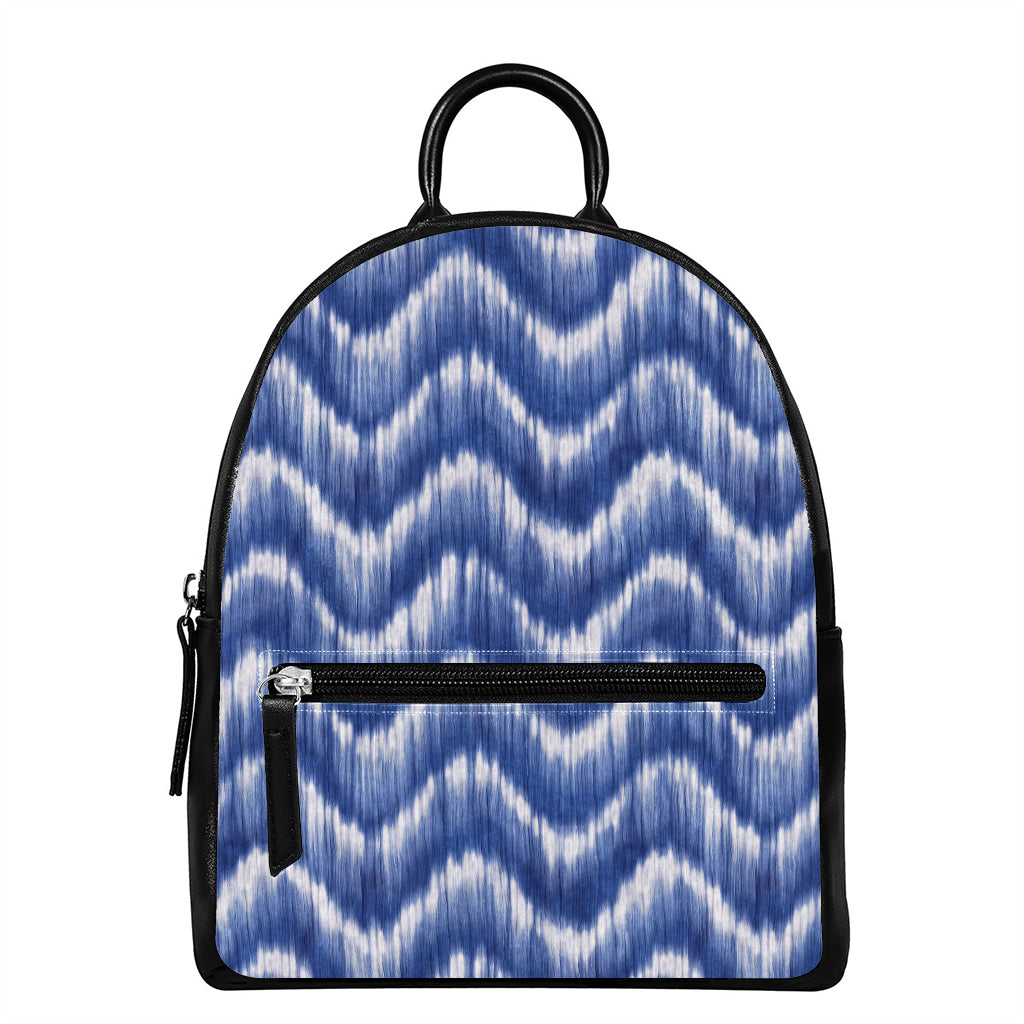 Wavy Shibori Pattern Print Leather Backpack