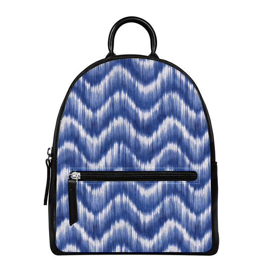Wavy Shibori Pattern Print Leather Backpack