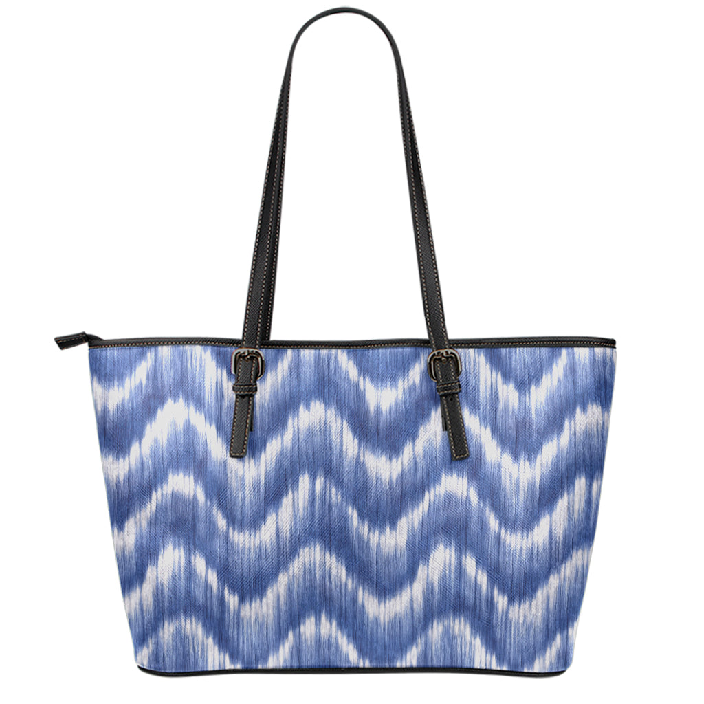 Wavy Shibori Pattern Print Leather Tote Bag