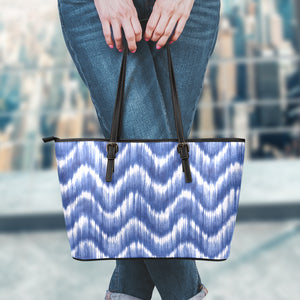 Wavy Shibori Pattern Print Leather Tote Bag