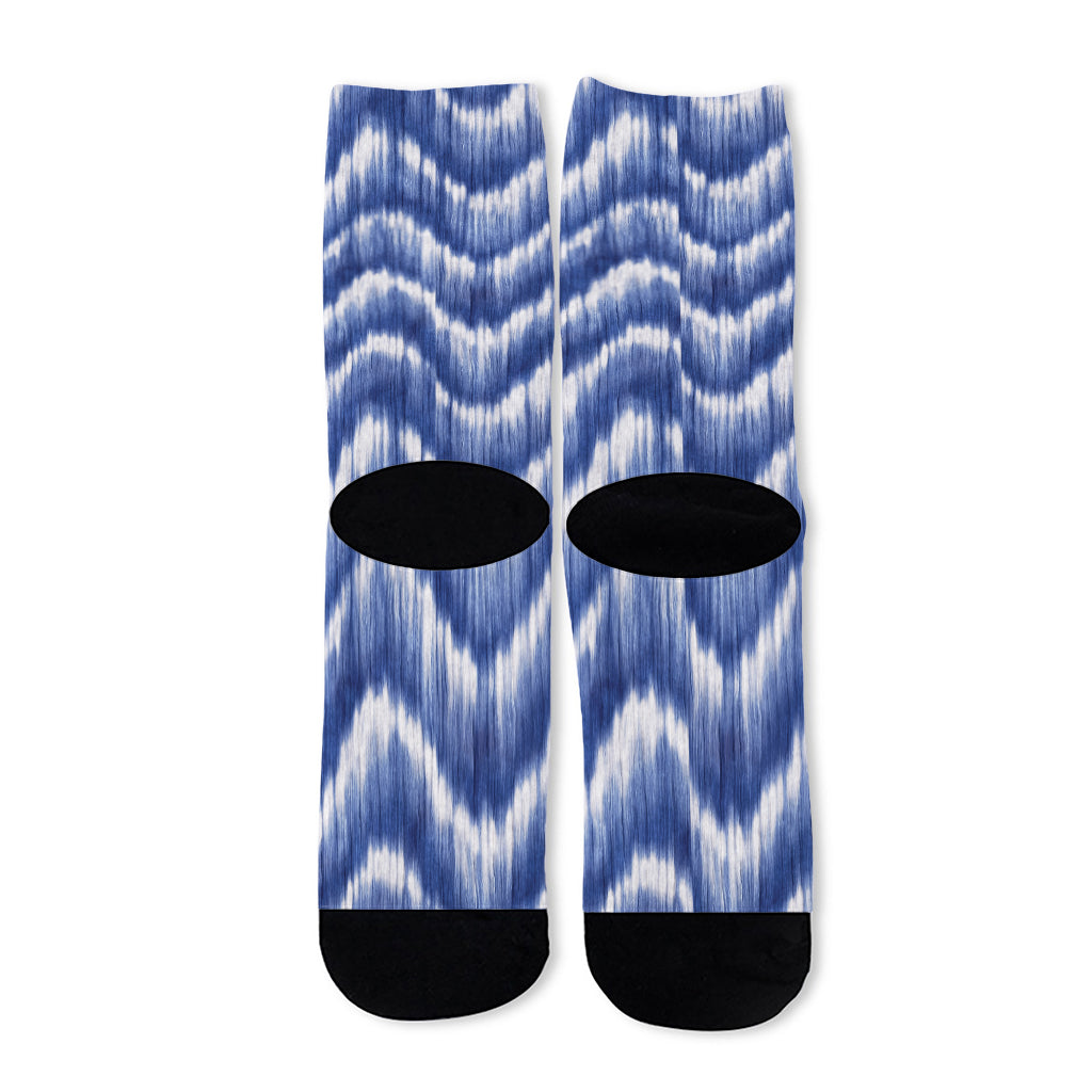 Wavy Shibori Pattern Print Long Socks