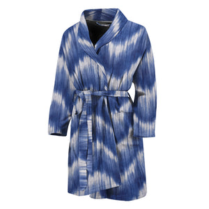 Wavy Shibori Pattern Print Men's Bathrobe