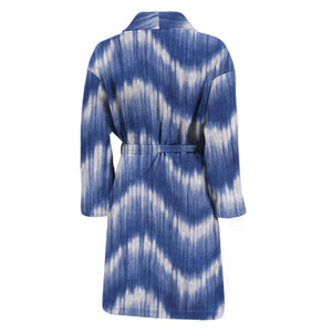 Wavy Shibori Pattern Print Men's Bathrobe