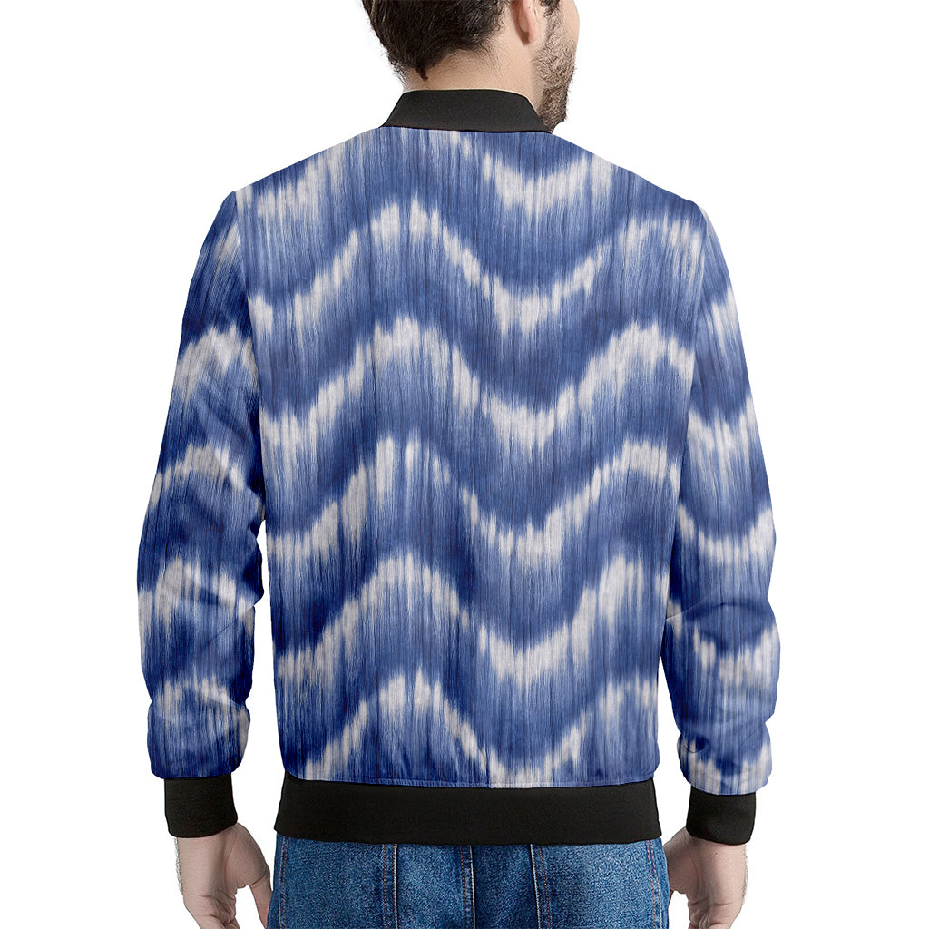 Wavy Shibori Pattern Print Men's Bomber Jacket