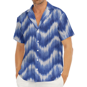 Wavy Shibori Pattern Print Men's Deep V-Neck Shirt