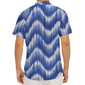 Wavy Shibori Pattern Print Men's Deep V-Neck Shirt