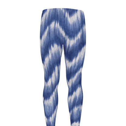 Wavy Shibori Pattern Print Men's leggings