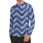 Wavy Shibori Pattern Print Men's Long Sleeve Rash Guard