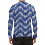 Wavy Shibori Pattern Print Men's Long Sleeve Rash Guard