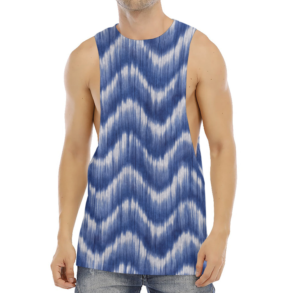 Wavy Shibori Pattern Print Men's Muscle Tank Top