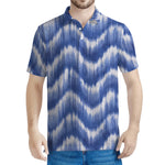Wavy Shibori Pattern Print Men's Polo Shirt