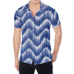 Wavy Shibori Pattern Print Men's Shirt