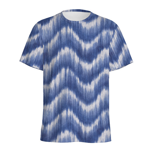 Wavy Shibori Pattern Print Men's Sports T-Shirt