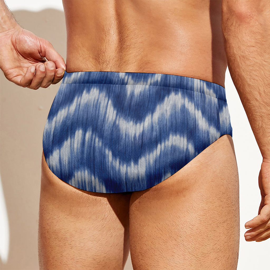 Wavy Shibori Pattern Print Men's Swim Briefs