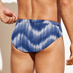 Wavy Shibori Pattern Print Men's Swim Briefs